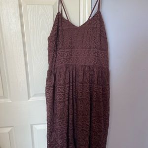 Plum lace spaghetti strap dress